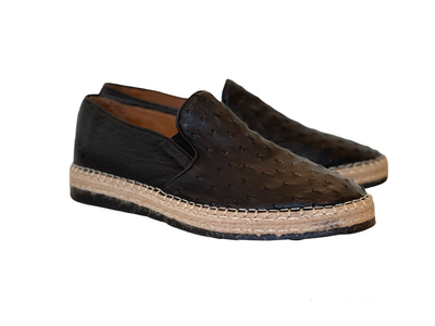 P01201 San Remo Genuine Ostrich Sport Loafer- Black