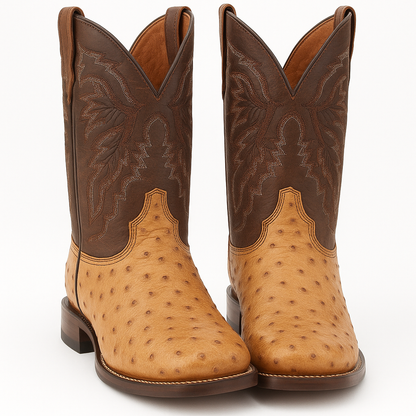 Dan Post Men's Alamosa Full Quill Ostrich Square Toe Boots - Sand - Image 9