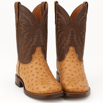 Dan Post Men's Alamosa Full Quill Ostrich Square Toe Boots - Sand - Image 9