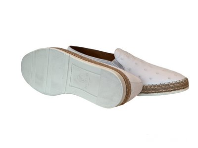 P012 San Remo Genuine Ostrich Sport Loafer- White