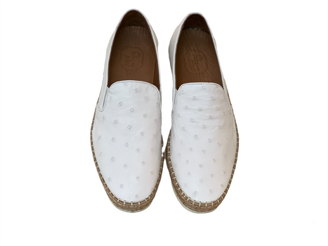 P012 San Remo Genuine Ostrich Sport Loafer- White