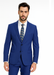 M120-04 Sapphire Blue Bright Blue Indigo Teal Cobalt Pinstripe ~Stripe 2 Buttons Flat Front Pants
