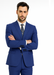 M120-04 Sapphire Blue Bright Blue Indigo Teal Cobalt Pinstripe ~Stripe 2 Buttons Flat Front Pants