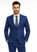 M120-04 Sapphire Blue Bright Blue Indigo Teal Cobalt Pinstripe ~Stripe 2 Buttons Flat Front Pants