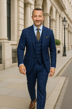 Wool Suit - Italian Made Business Suit by Statement Men's 3 Piece 100% Wool Modern Fit Suit - Solid Scoop Vest
