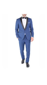 Men'S Shawl Lapel Fabric Royal Blue ~ Indigo ~ Bright Blue ~ Saphire Light Navy Tuxedo - Image 9