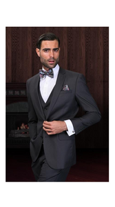 Slim Fit Suit Charcoal Tapered Men'S Slim Fit Suits 2 Button For Men