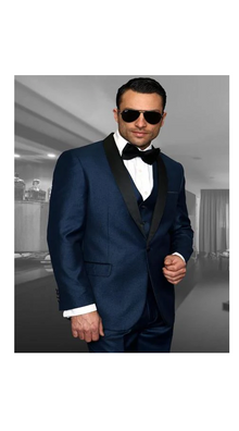 Wynn Indigo ~ Bright Blue 1-Button Shawl Tuxedo