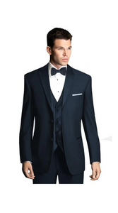 Midnight Navy Blue Wedding Tuxedo With Satin Framed Lapel