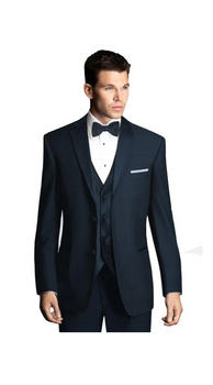Midnight Navy Blue Wedding Tuxedo With Satin Framed Lapel