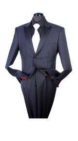 Men'S Dark Navy 2 Button Jacket Tailor Fit Suit