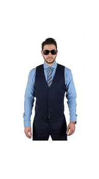 5 Button Navy Blue Cotton Blend Fashionable Dress Dress Tuxedo Wedding Vest ~ Waistcoat ~ Waist Coat