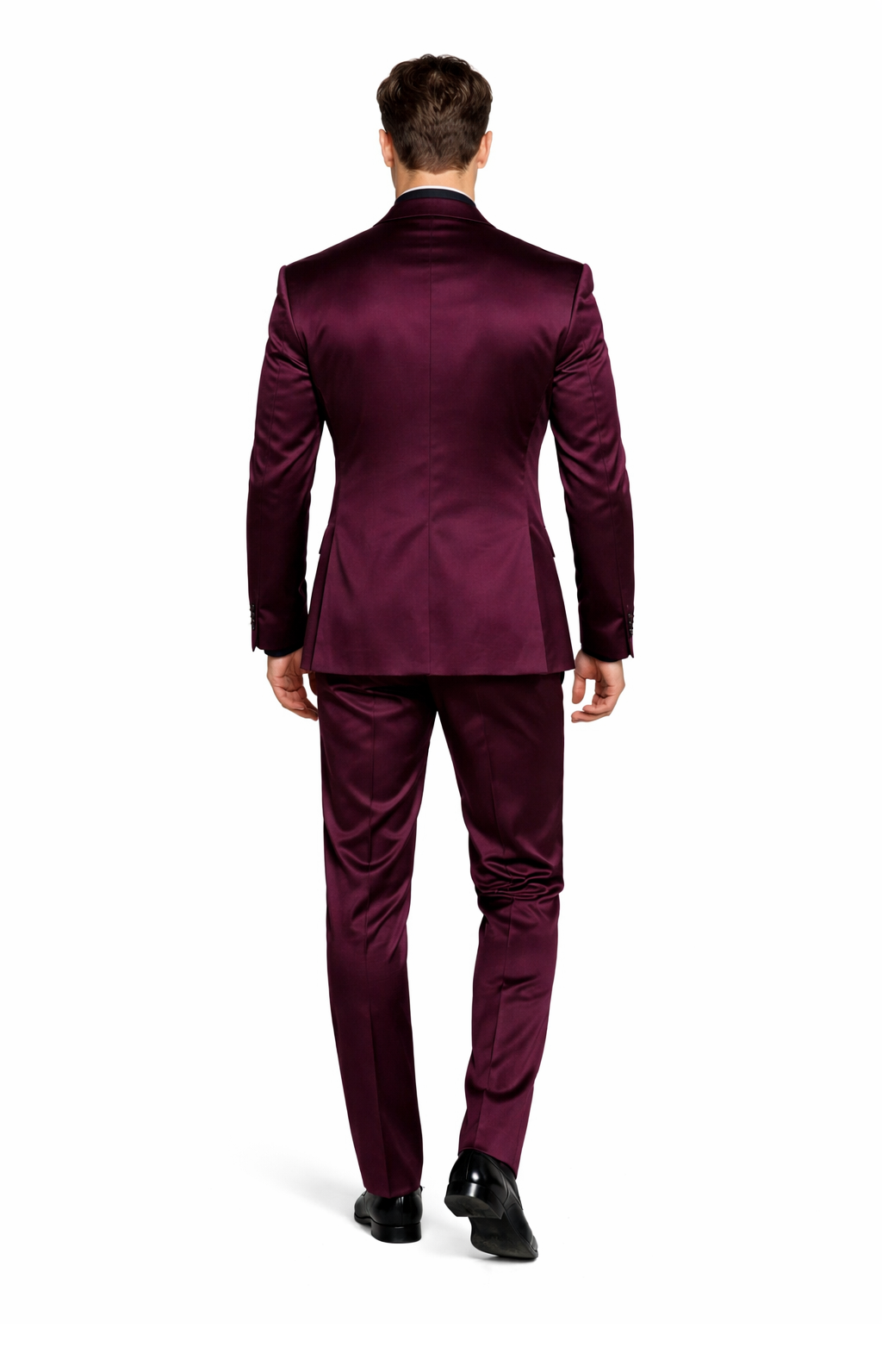 Sateen Fabric Suit - Shiny Tuxedo - Prom Suit - Groom Tuxedos - Burgundy