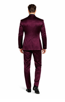 Sateen Fabric Suit - Shiny Tuxedo - Prom Suit - Groom Tuxedos - Burgundy