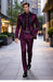 Sateen Fabric Suit - Shiny Tuxedo - Prom Suit - Groom Tuxedos - Burgundy