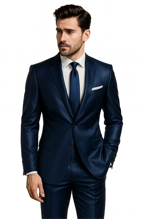 Sateen Suit - Shiny Suit - Royal Sharkskin Suit