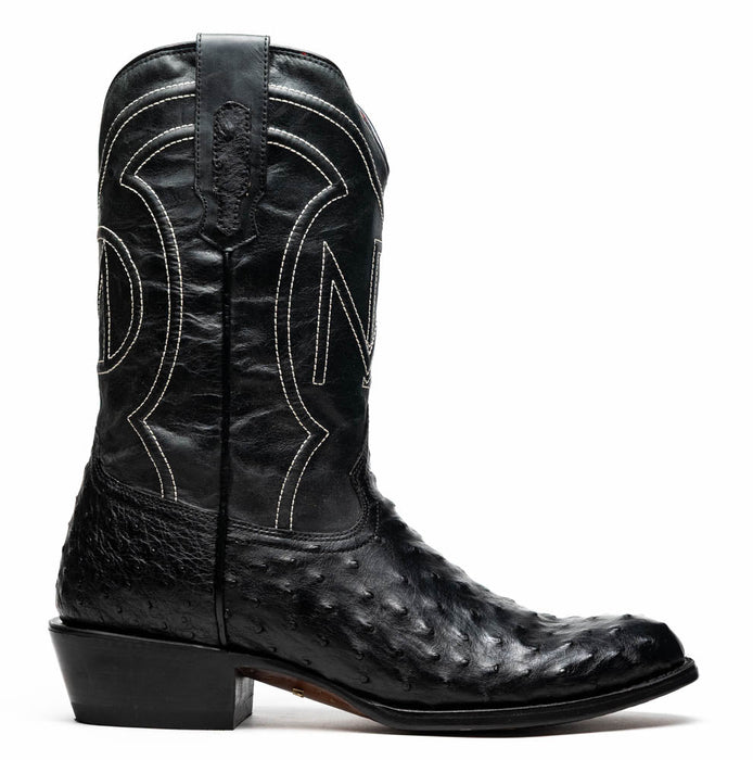 Marco Di Milano Savannah Black Ostrich Quill Round Toe Cowboy Boots