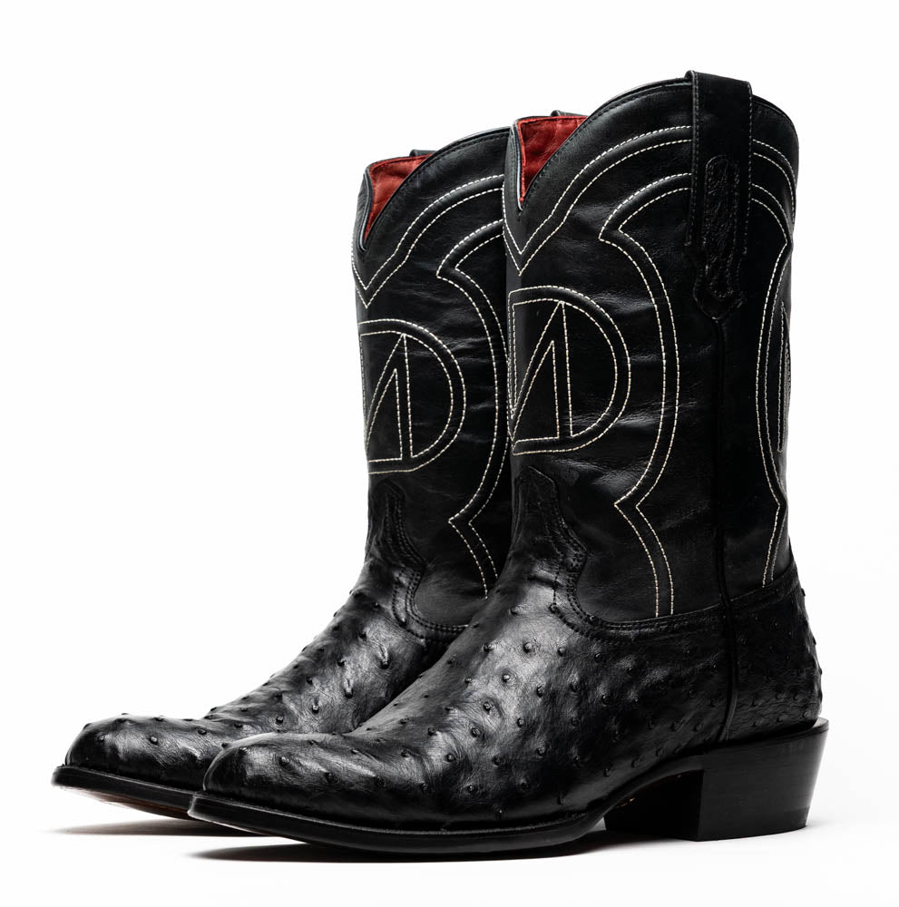Marco Di Milano Savannah Black Ostrich Quill Round Toe Cowboy Boots - Image 2