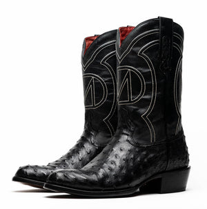 Marco Di Milano Savannah Black Ostrich Quill Round Toe Cowboy Boots - Image 2