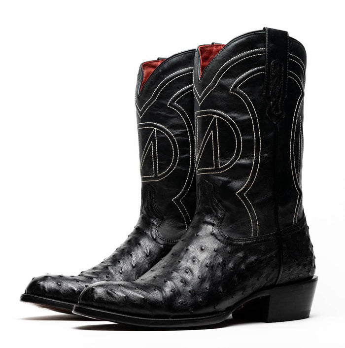 Marco Di Milano Savannah Black Ostrich Quill Round Toe Cowboy Boots - Image 2