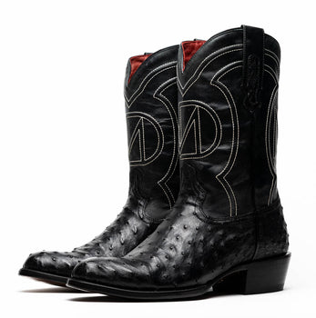 Marco Di Milano Savannah Black Ostrich Quill Round Toe Cowboy Boots - Image 2