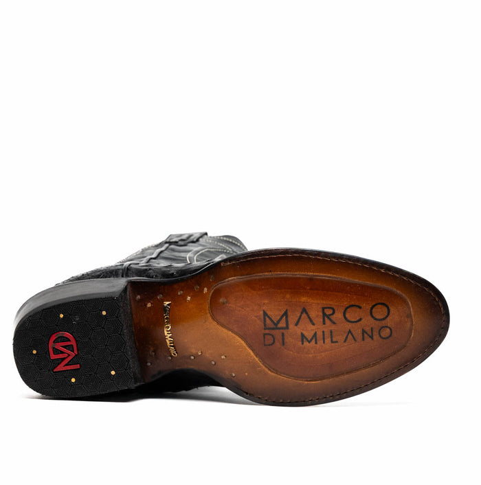 Marco Di Milano Savannah Black Ostrich Quill Round Toe Cowboy Boots - Image 6