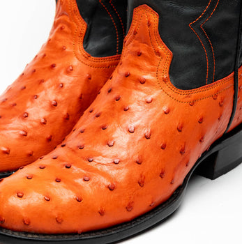 Marco Di Milano Savannah Orange Ostrich Quill Round Toe Cowboy Boots - Image 4