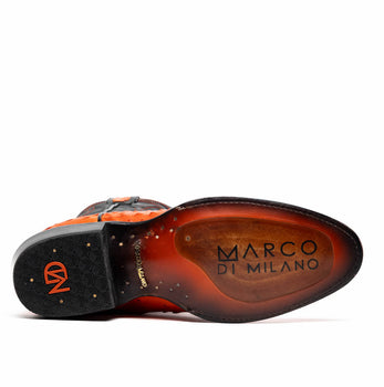 Marco Di Milano Savannah Orange Ostrich Quill Round Toe Cowboy Boots - Image 6