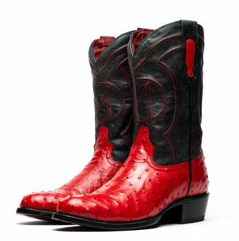 Marco Di Milano Savannah Red Ostrich Quill Round Toe Cowboy Boots - Image 2