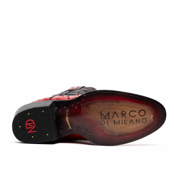 Marco Di Milano Savannah Red Ostrich Quill Round Toe Cowboy Boots