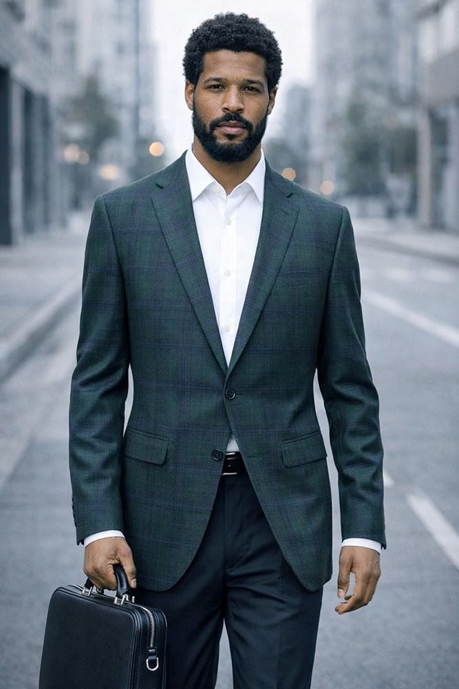Hunter Green Blazer Mens Plaid Jacket