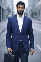 Indigo Blazer Mens Plaid Jacket