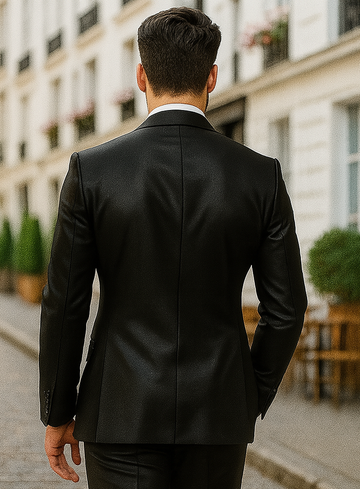 sateen-suit-shiny-suit-black-and-charcoal-sharkskin-suit Modern Fit