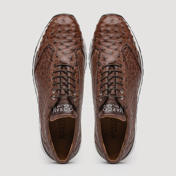 Marco Di Milano Scanno Brown Ostrich Quill Sneakers