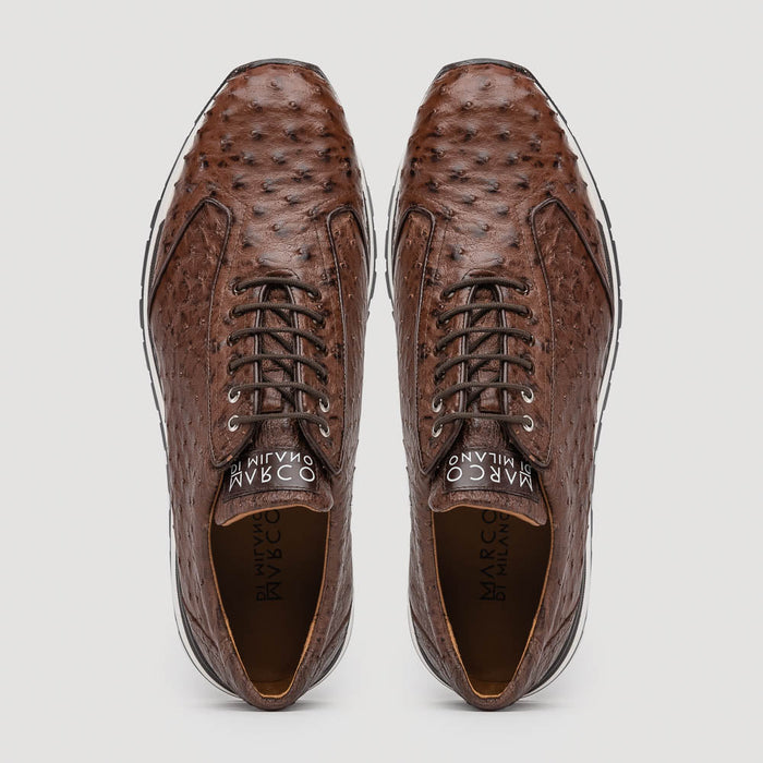 Marco Di Milano Scanno Brown Ostrich Quill Sneakers