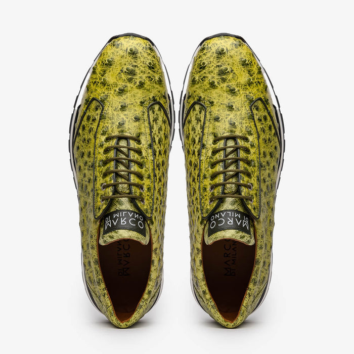Marco Di Milano Scanno Green Ostrich Quill Sneakers