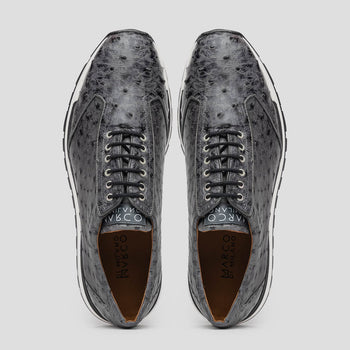 Marco Di Milano Scanno Gray Ostrich Quill Sneakers