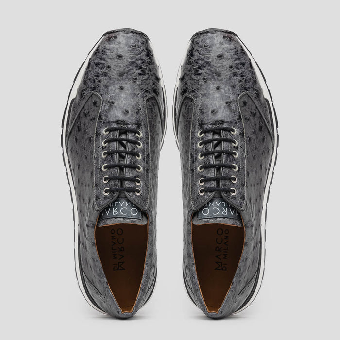 Marco Di Milano Scanno Gray Ostrich Quill Sneakers