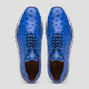 Marco Di Milano Scanno Electric Blue Ostrich Quill Sneakers