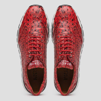 Marco Di Milano Scanno Red Ostrich Quill Sneakers