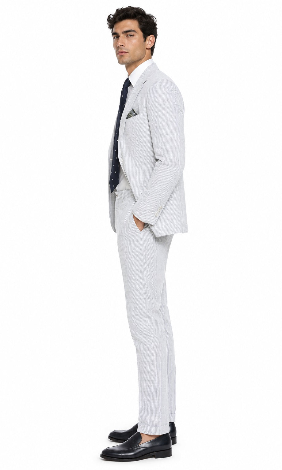 Seersucker Suit 100% Cotton Seersucker Sear sucker suit Dark Navy/White