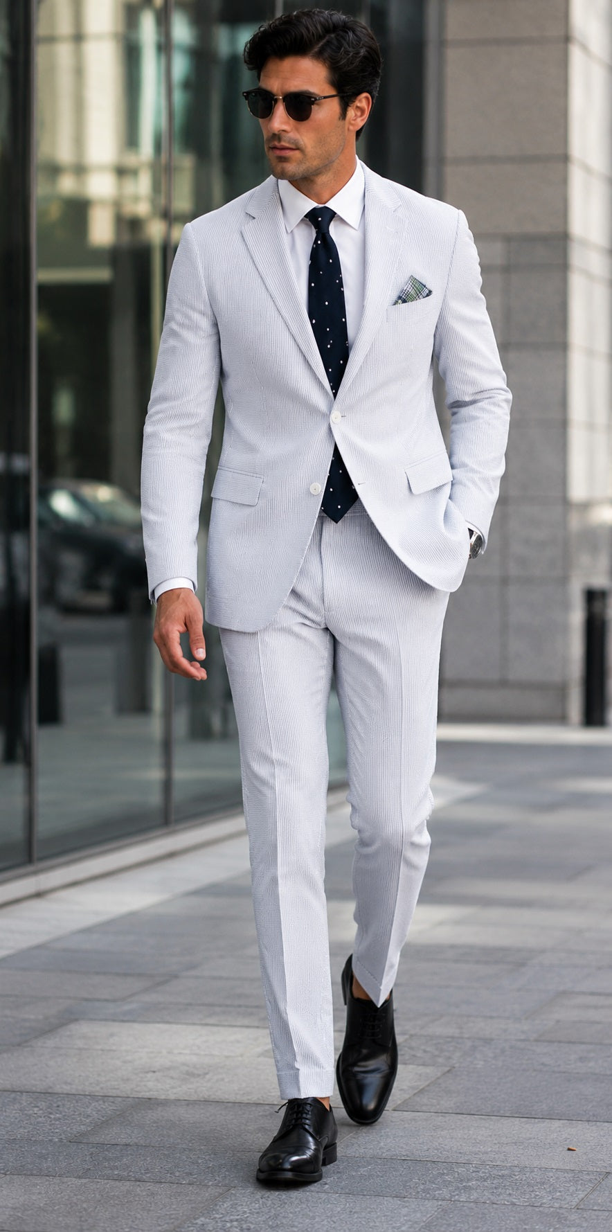 Seersucker Suit 100% Cotton Seersucker Sear sucker suit Dark Navy/White