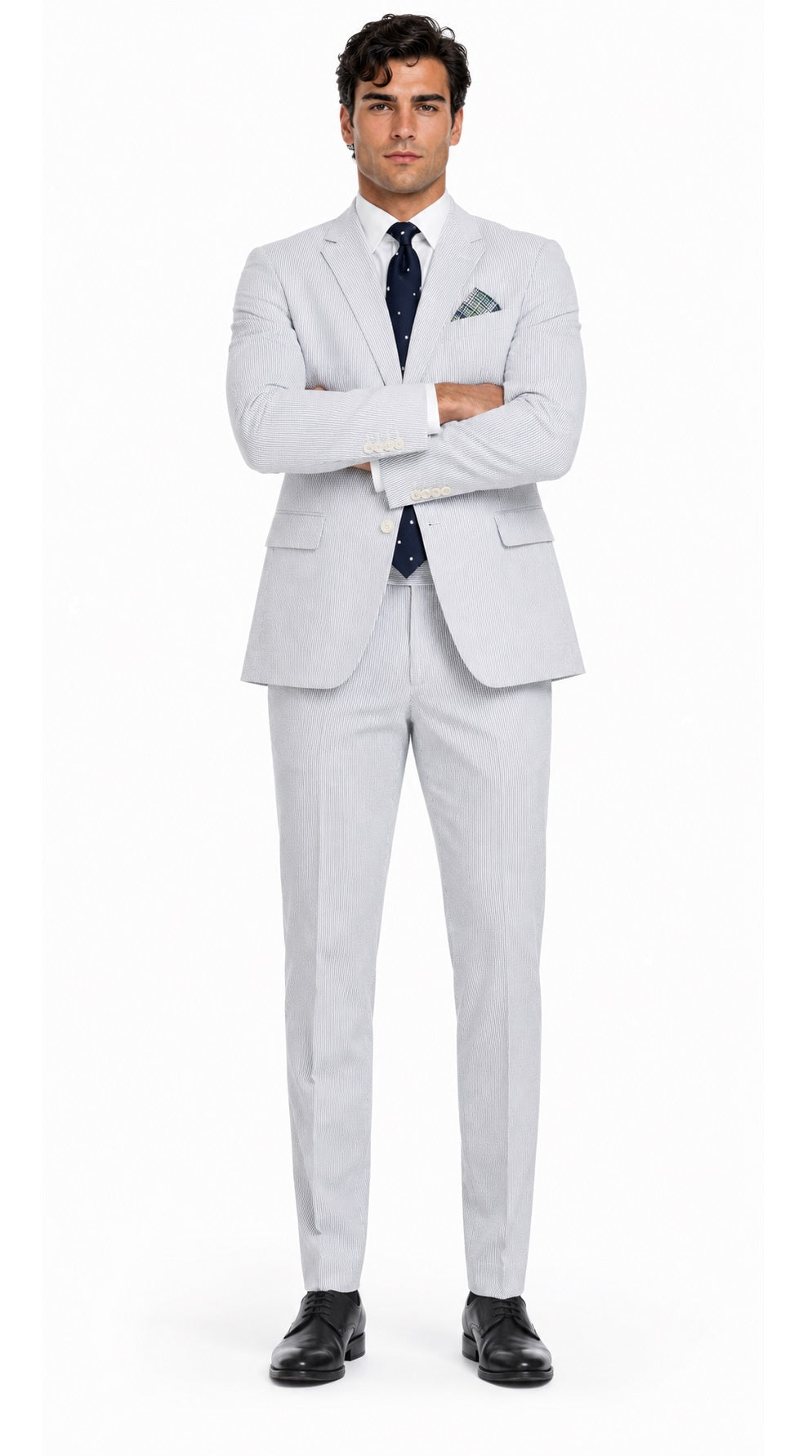 Seersucker Suit 100% Cotton Seersucker Sear sucker suit Dark Navy/White