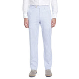 Seersucker Cotton Pant in Light Blue and White (Hampton Plain Front) by Berle