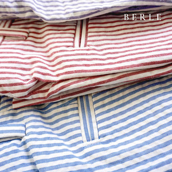 Seersucker Cotton Pant in Light Blue and White (Hampton Plain Front) by Berle