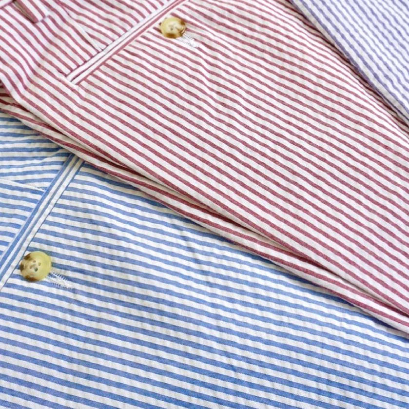 Seersucker Cotton Short in Light Blue and White (Hampton9 Plain Front) by Berle