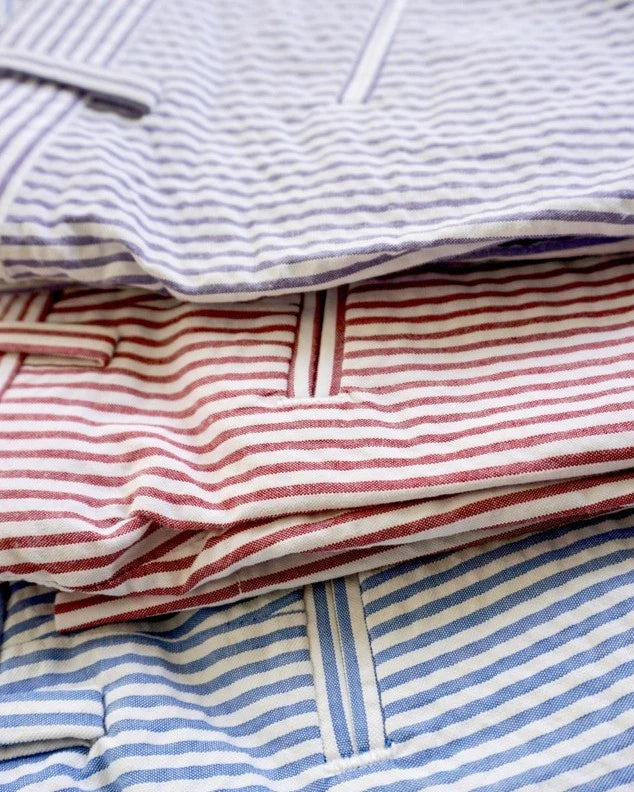 Seersucker Cotton Short in Navy and White (Hampton9 Plain Front) by Berle