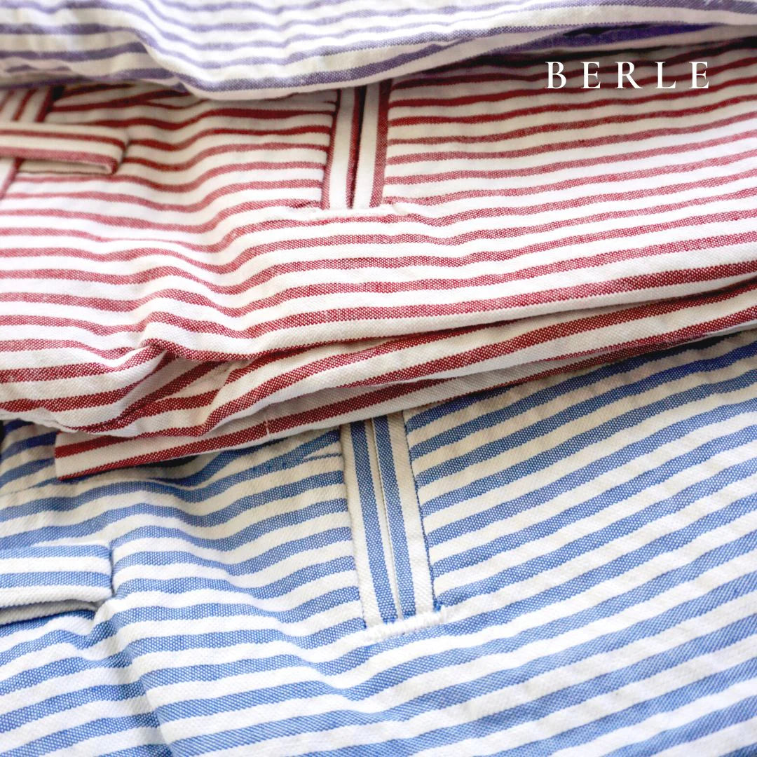 Seersucker Cotton Short in Light Blue and White (Hampton9 Plain Front) by Berle