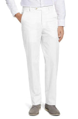 Seersucker Cotton Pant in White (Hampton Plain Front) by Berle