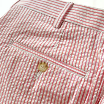 Seersucker Cotton Short in Red and White (Hampton9 Plain Front) by Berle